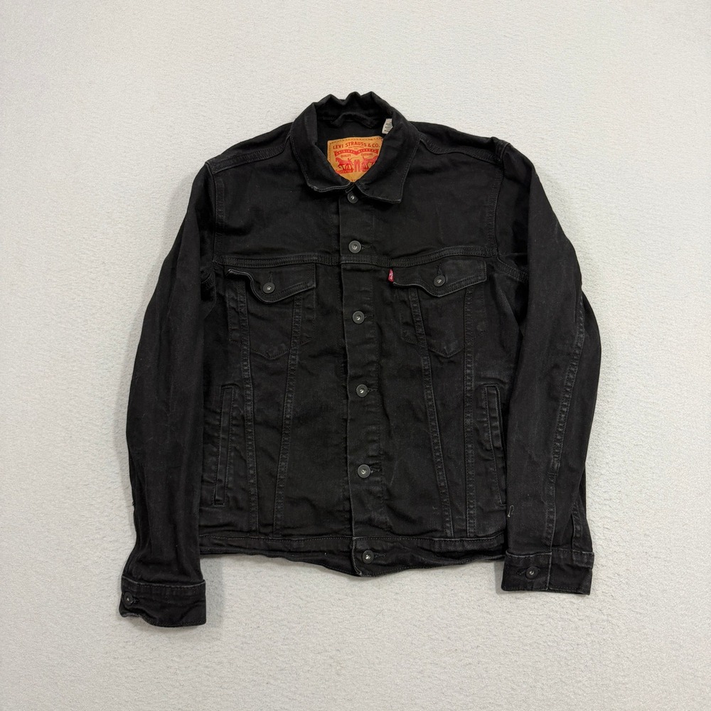 Levi Trucker Jacket Mens Small Black 72334-0223 Denim Waterless Cotton Blend